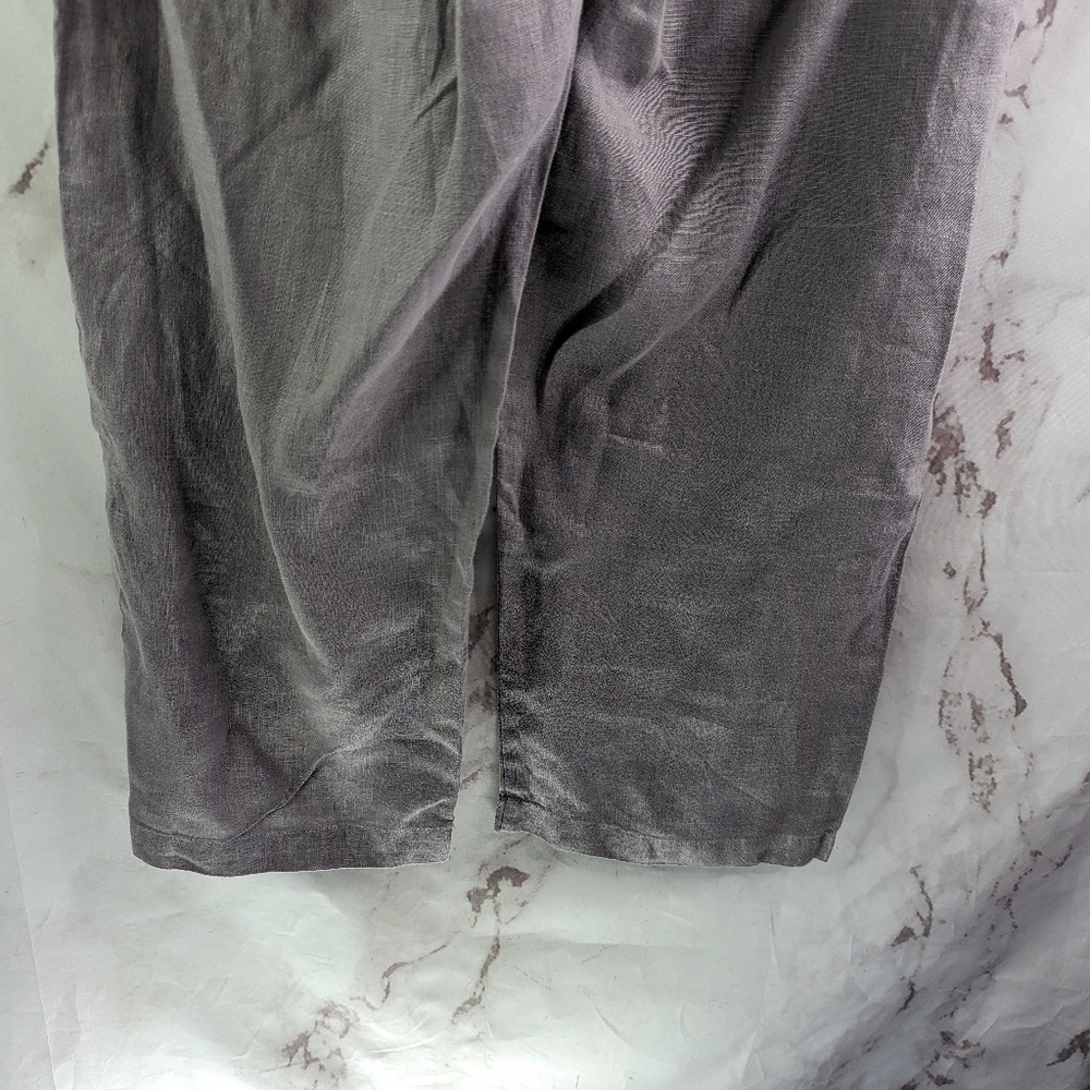 Kleen Pants Womens Large Purple Gray Pull On Linen Elastic Cropped High Rise - Picture 7 of 9